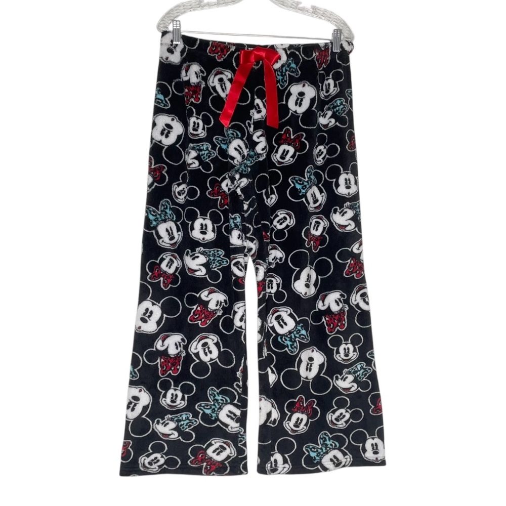 DISNEY Minnie Mouse Mickey Mouse Pajama Pants Bottoms ONLY Size L Fleece Fuzzy
